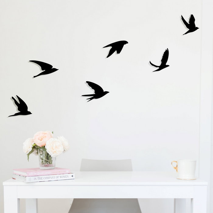 Wallity Umudo Accesorio Decorativo de Pared de Metal con Siluetas de Pájaros en Negro Wallity Umudo Accesorio Decorativo de Pared de Metal con Siluetas de Pájaros en Negro